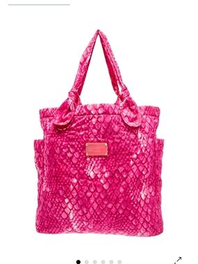Marc by Marc Jacobs Hot Pink Snakeskin-Texture Tote with Gold Plaque